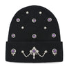 Hand-Set Purple Jeweled Black Beanie